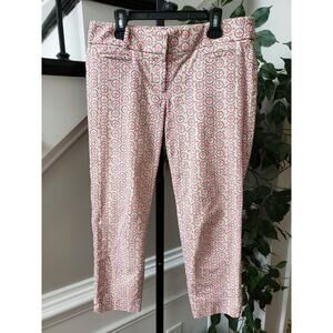 Ann Taylor Crop Pants Womens 4P Multi Cross Print Marisa Stretch Skinny Leg